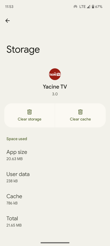 Clear app cache